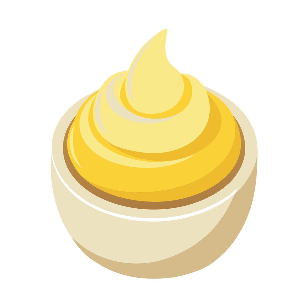 Creamy yellow sauce served in a small bowl illustration isolated on a white background vector