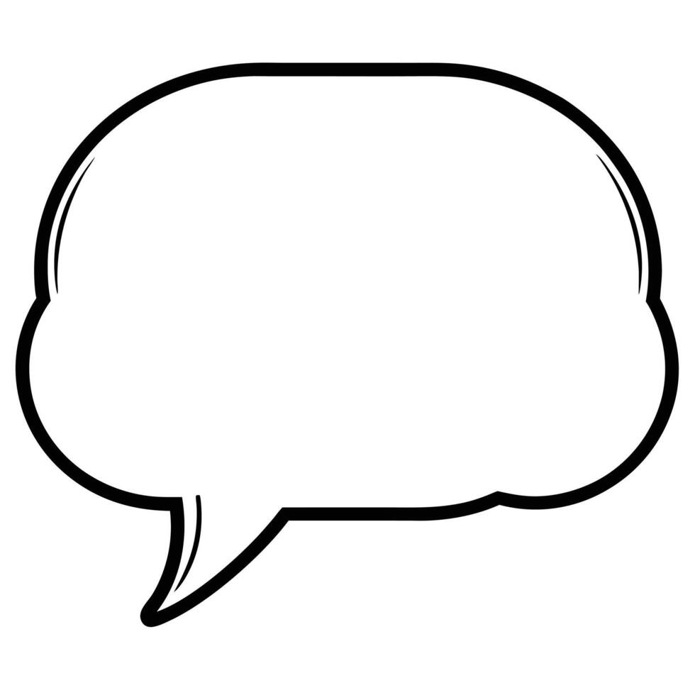 Clean black and white speech bubble graphic illustrating communication and dialogue concept vector