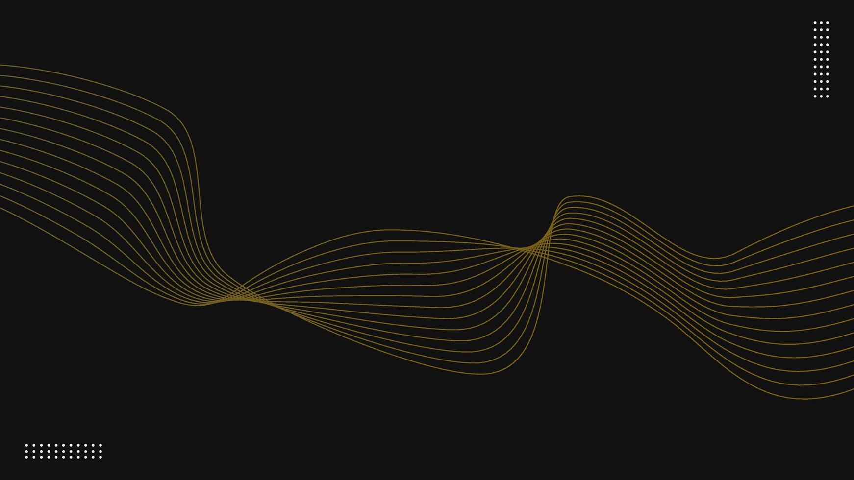 Abstract Gold Wavy Lines on Black Background Illustration vector