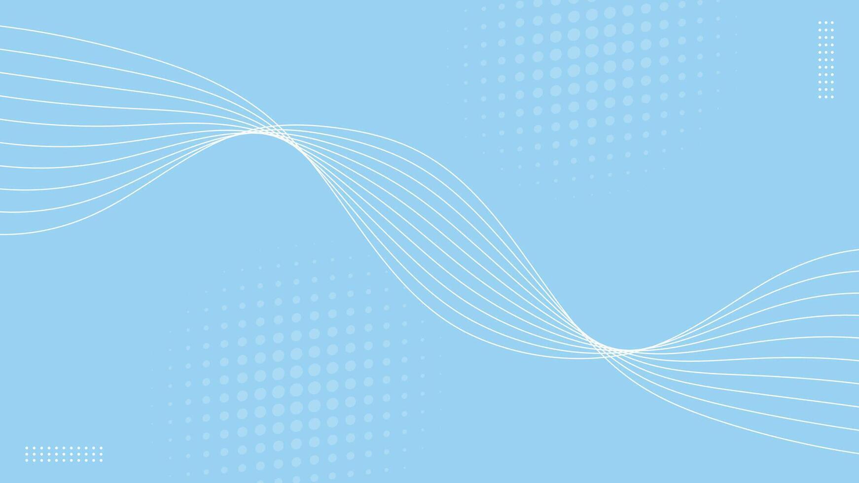 Blue Wave Lines Undulating with Halftone Circles Isolated on Blue Background vector
