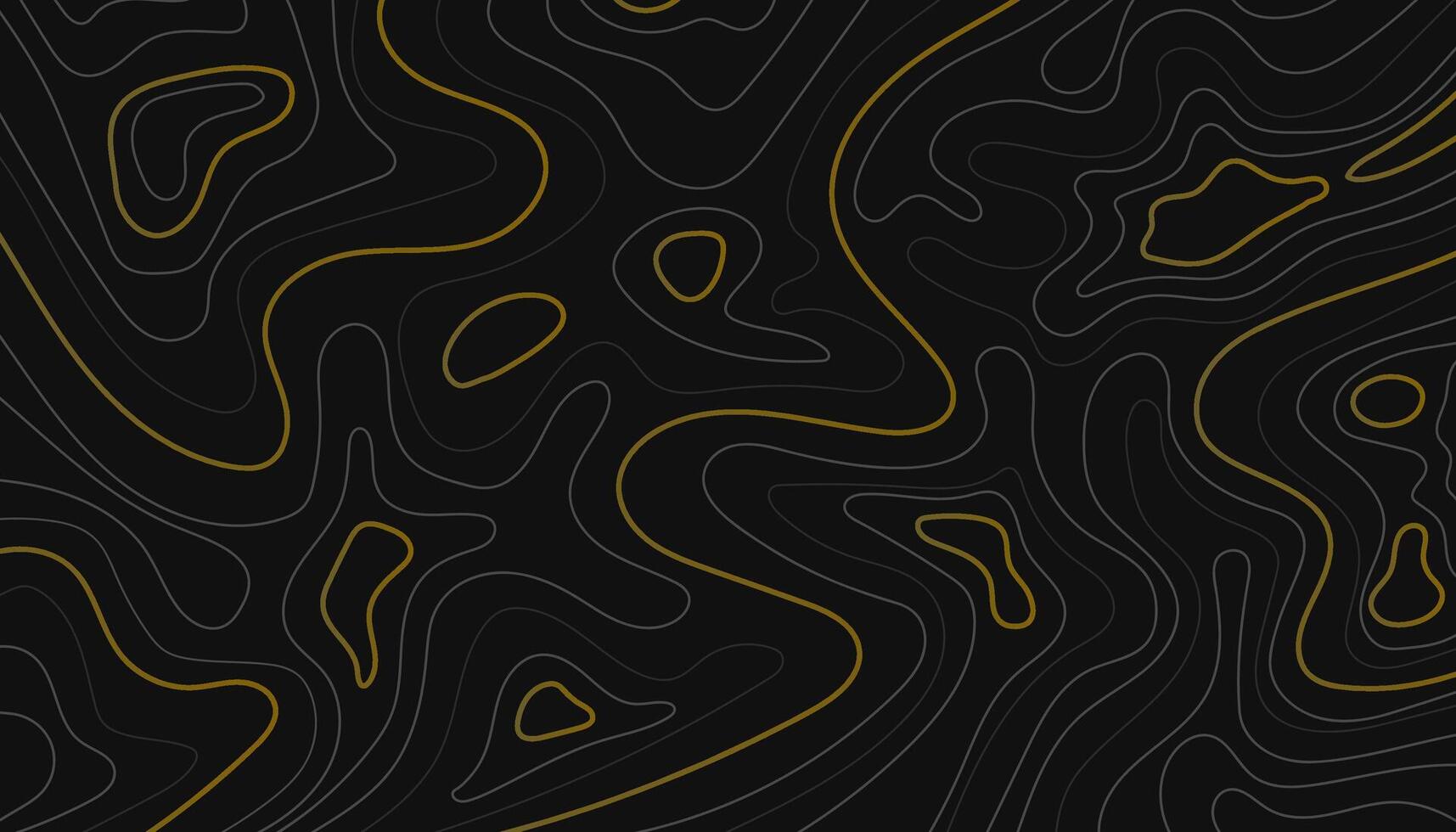 Abstract topographic contours on black and gold background illustration vector
