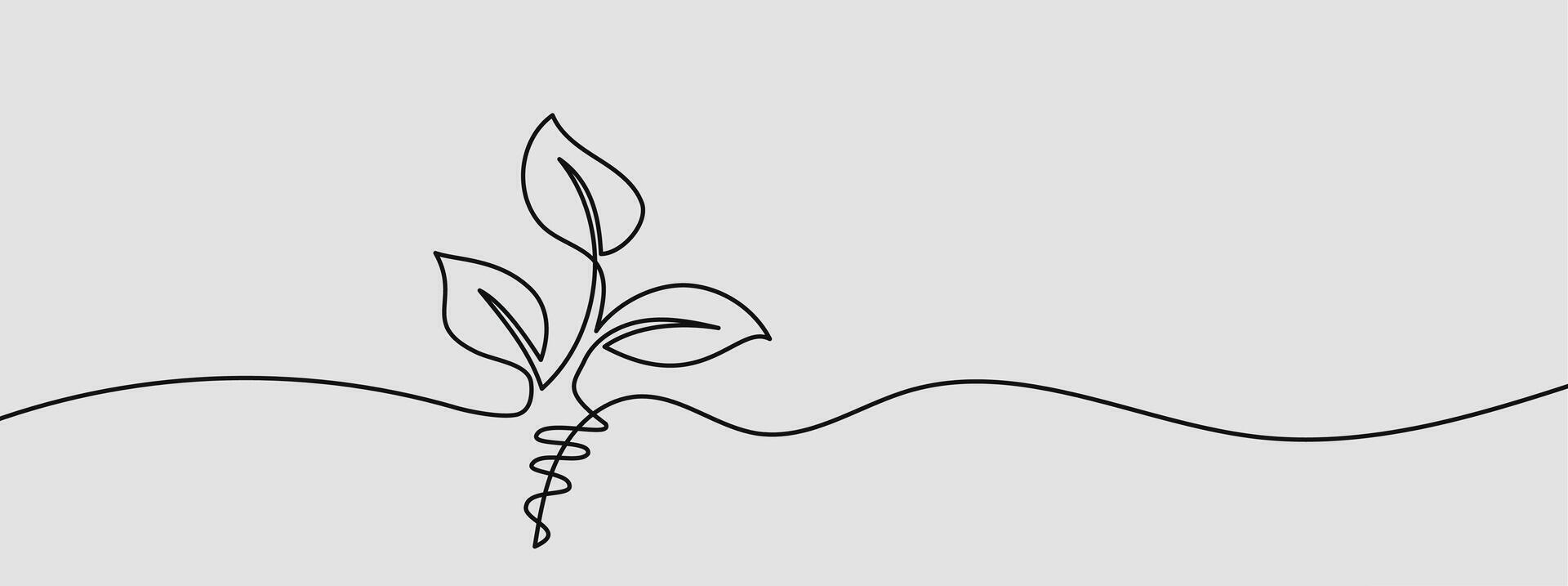 Growing Sprout Botanical One Line Art. illustration vector