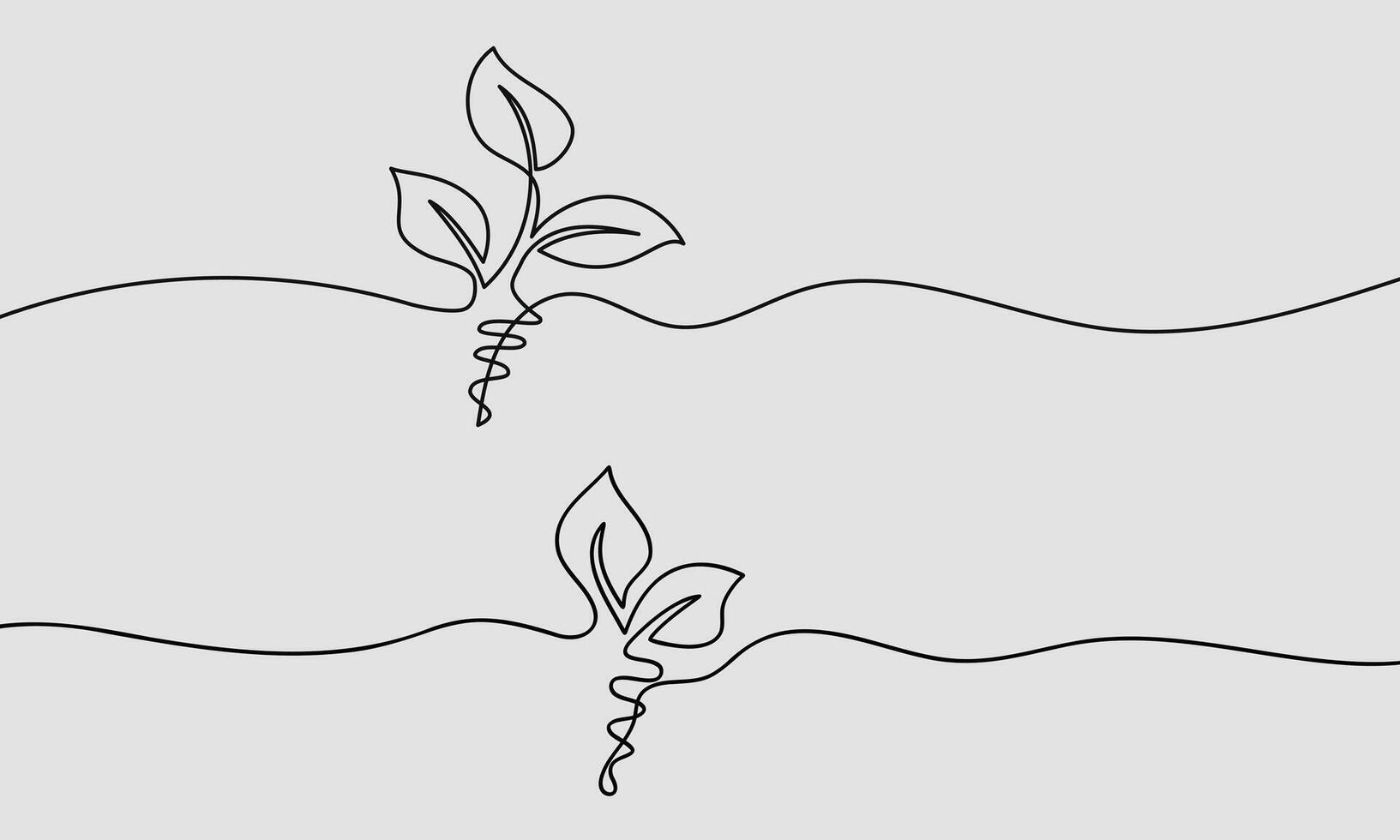 Growing Sprout Botanical One Continuous Line Art. illustration vector