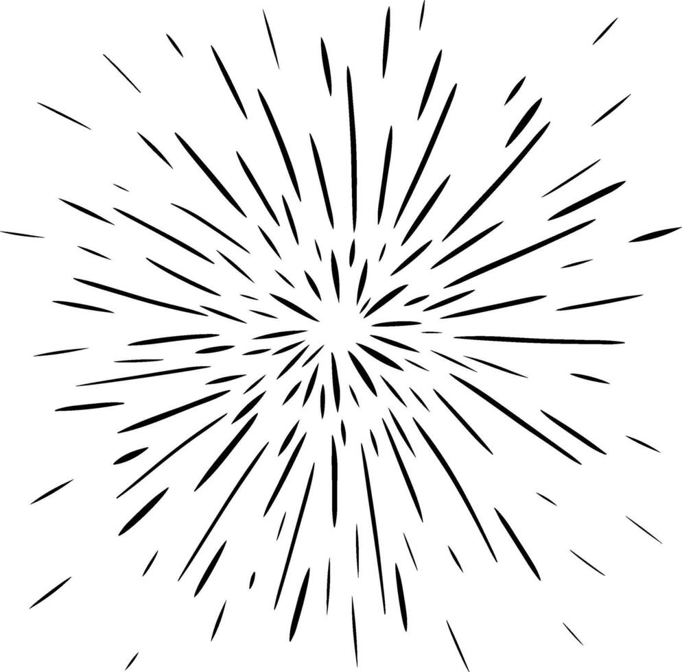 Fireworks texture, thin lines, isolated on transparent background. graphic line ink illustration. Backdrop to use for overlay, montage or brushes. For poster, flyer, banner, invitation vector