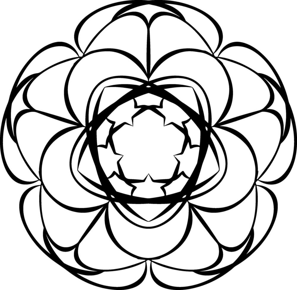 Snowflake flower mandala isolated on transparent background. graphic line ink illustration. Christmas design . For poster, flyer, banner, invitation, social media, party or sale vector