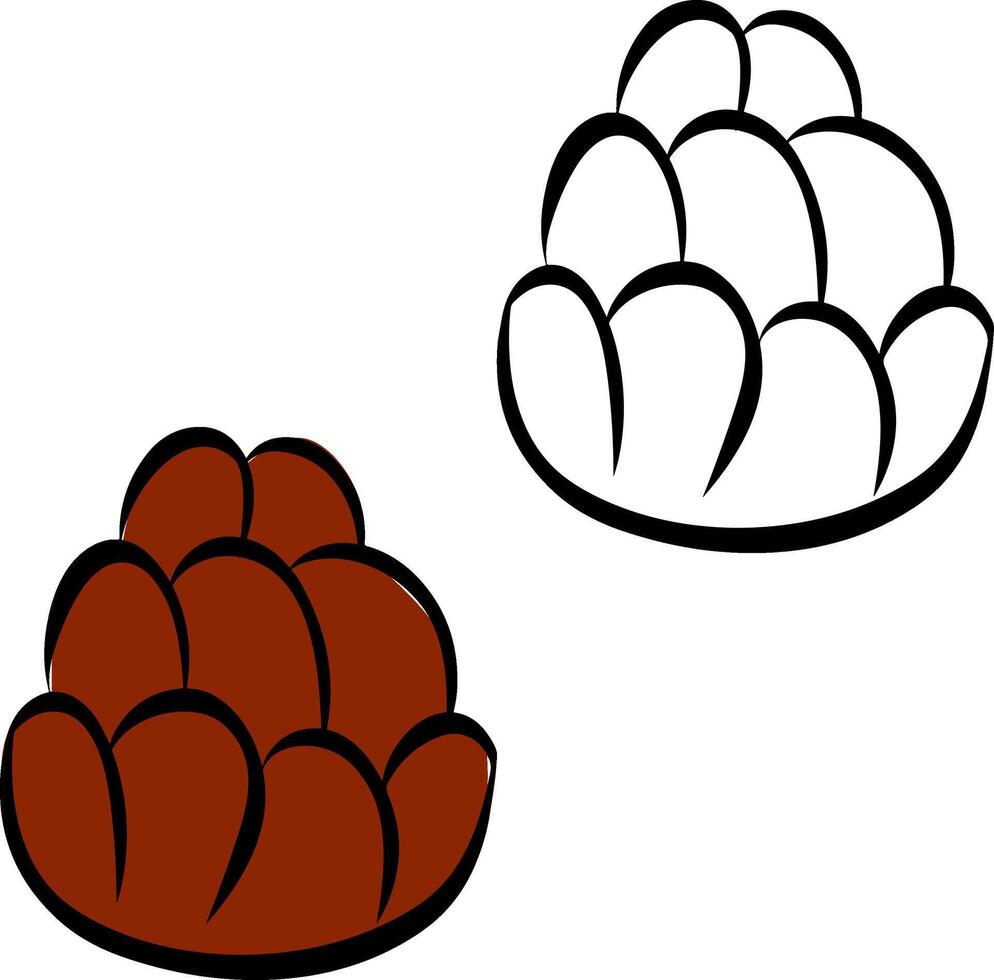 Pine cone silhouette isolated on transparent background. graphic line ink illustration. design for fashion graphics, textile prints, fabrics, wallpapers. vector