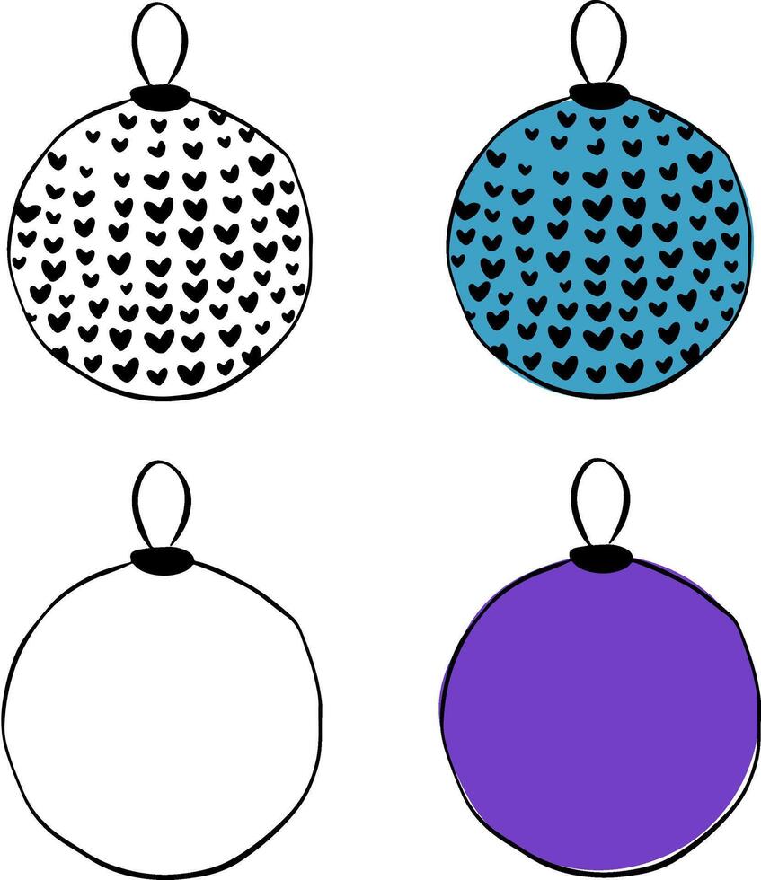 Christmas ball Isolated on transparent background. graphic line ink illustration. Banner, poster, wrapping paper, sticker, print, modern textile design. vector