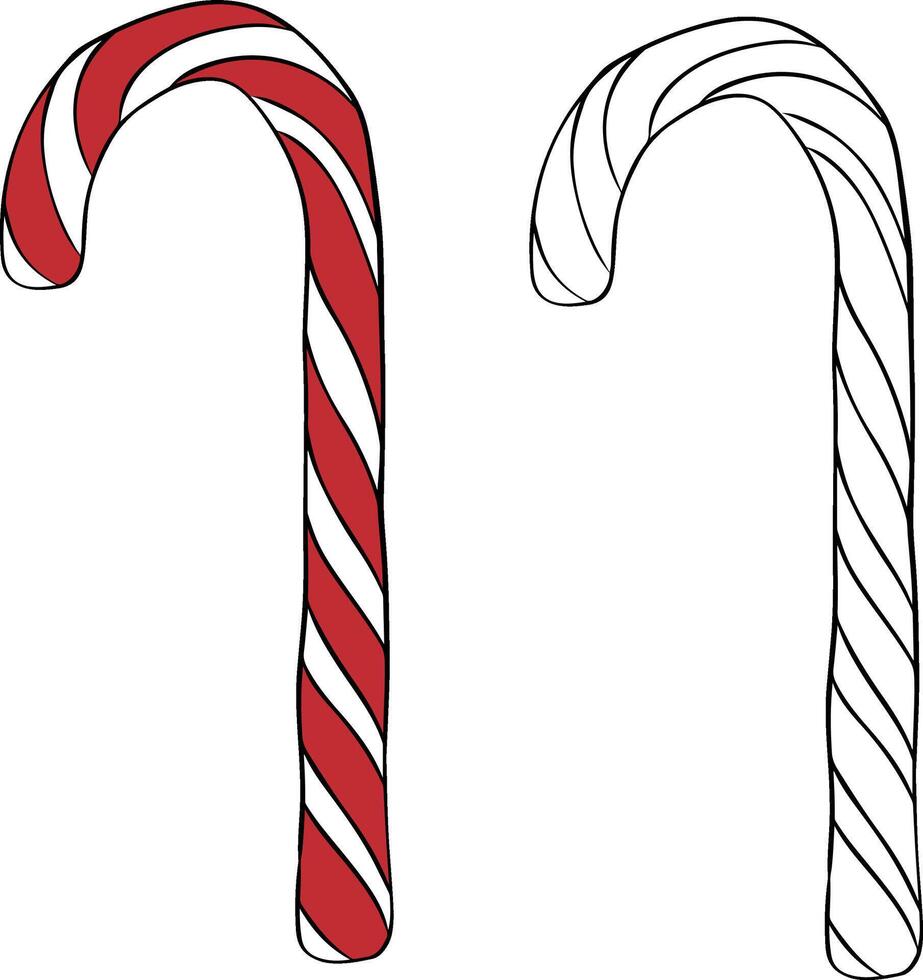 Lollipop sticker isolated on transparent background. graphic line ink illustration. Elements of Christmas in color icons. Simple icon for websites,web design,mobile app, info graphics. vector
