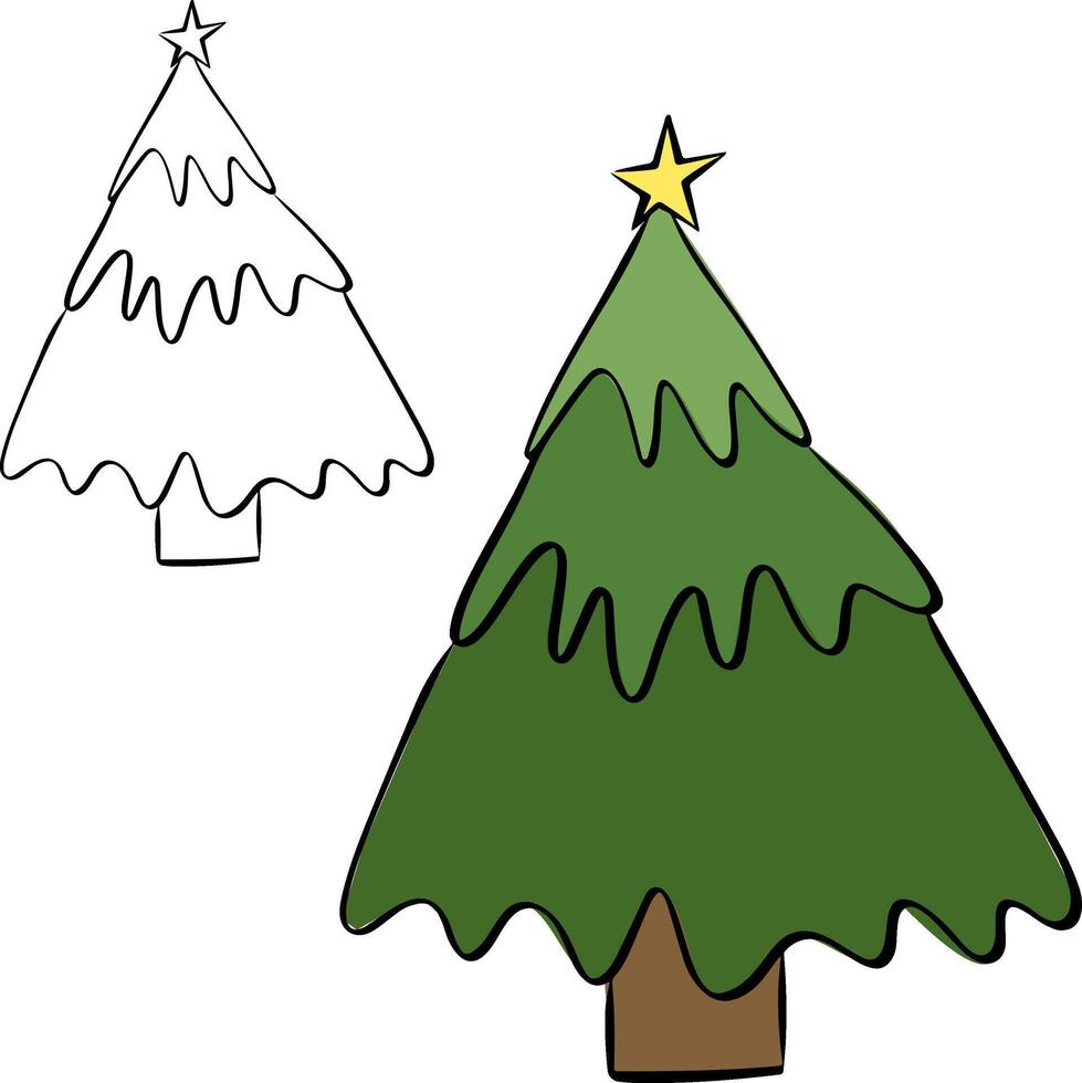 Christmas tree silhouette isolated on transparent background. graphic line ink illustration. For poster, invitation, backdrop, ad, sale promotion, print for t-shirt vector