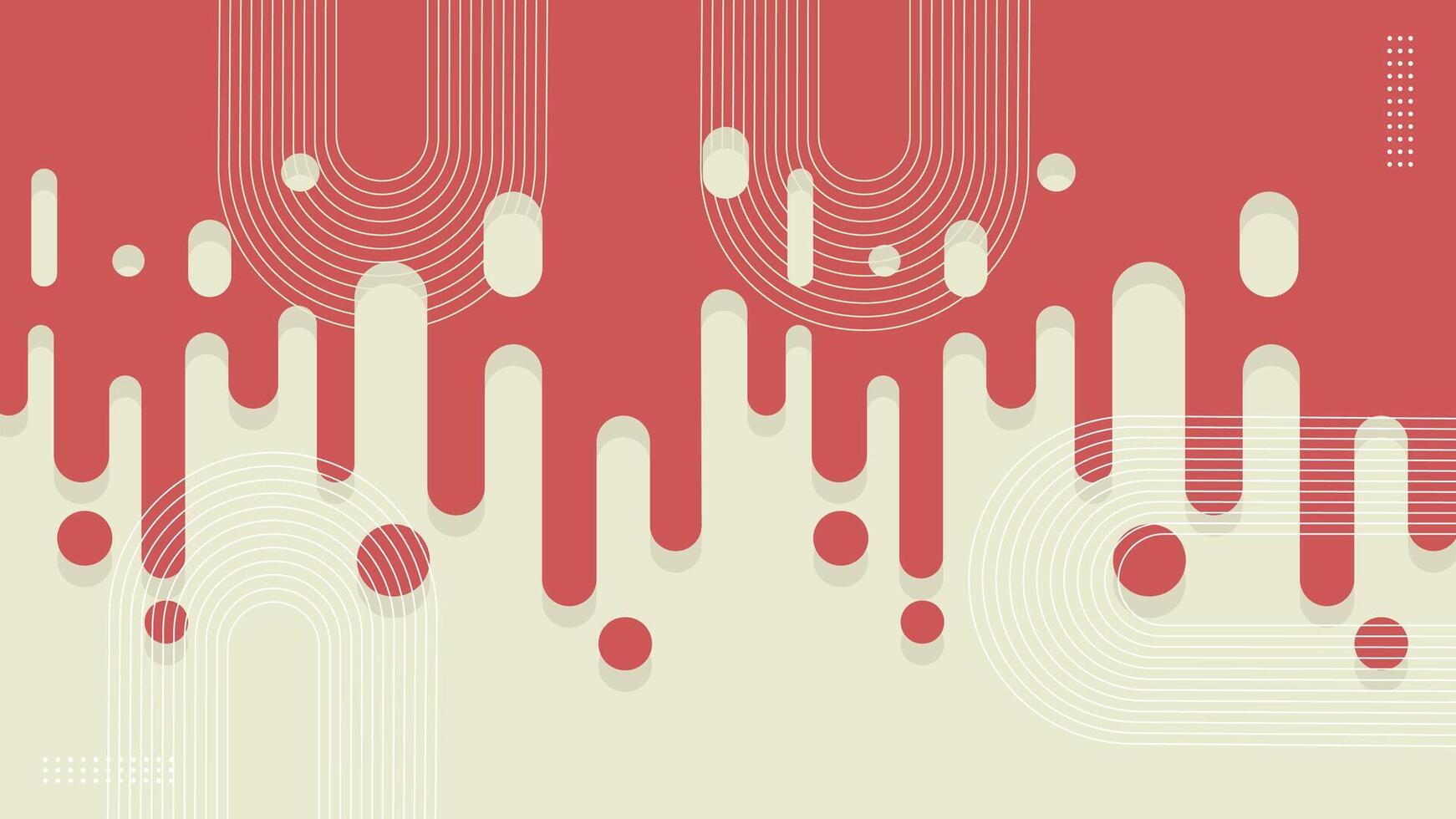 Red rounded lines background. Abstract dashed lines and dots. illustration vector