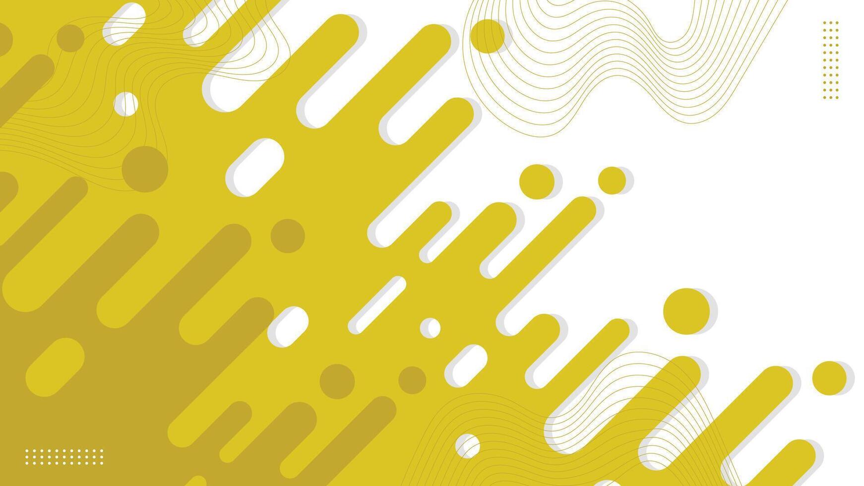 Yellow Rounded Lines Background with Abstract Dashes and Dots vector