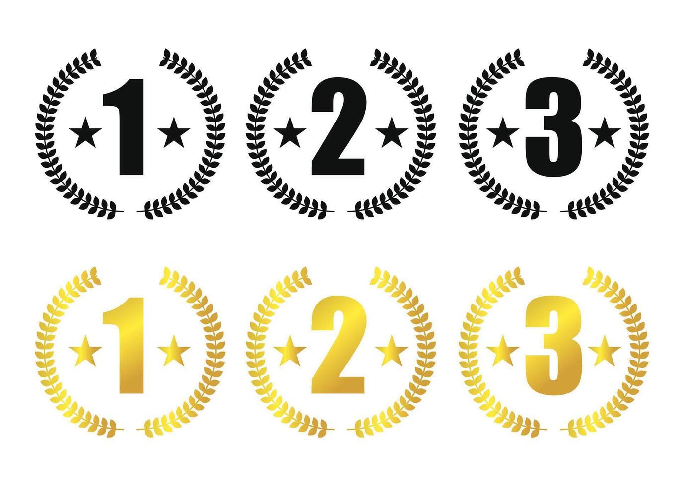 Rank first, second and thrid in the race. black and gold color illustration vector