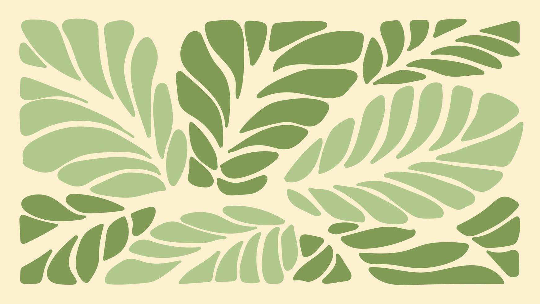 Abstract Green botanical art background . Natural hand drawn pattern design with leaves branch vector
