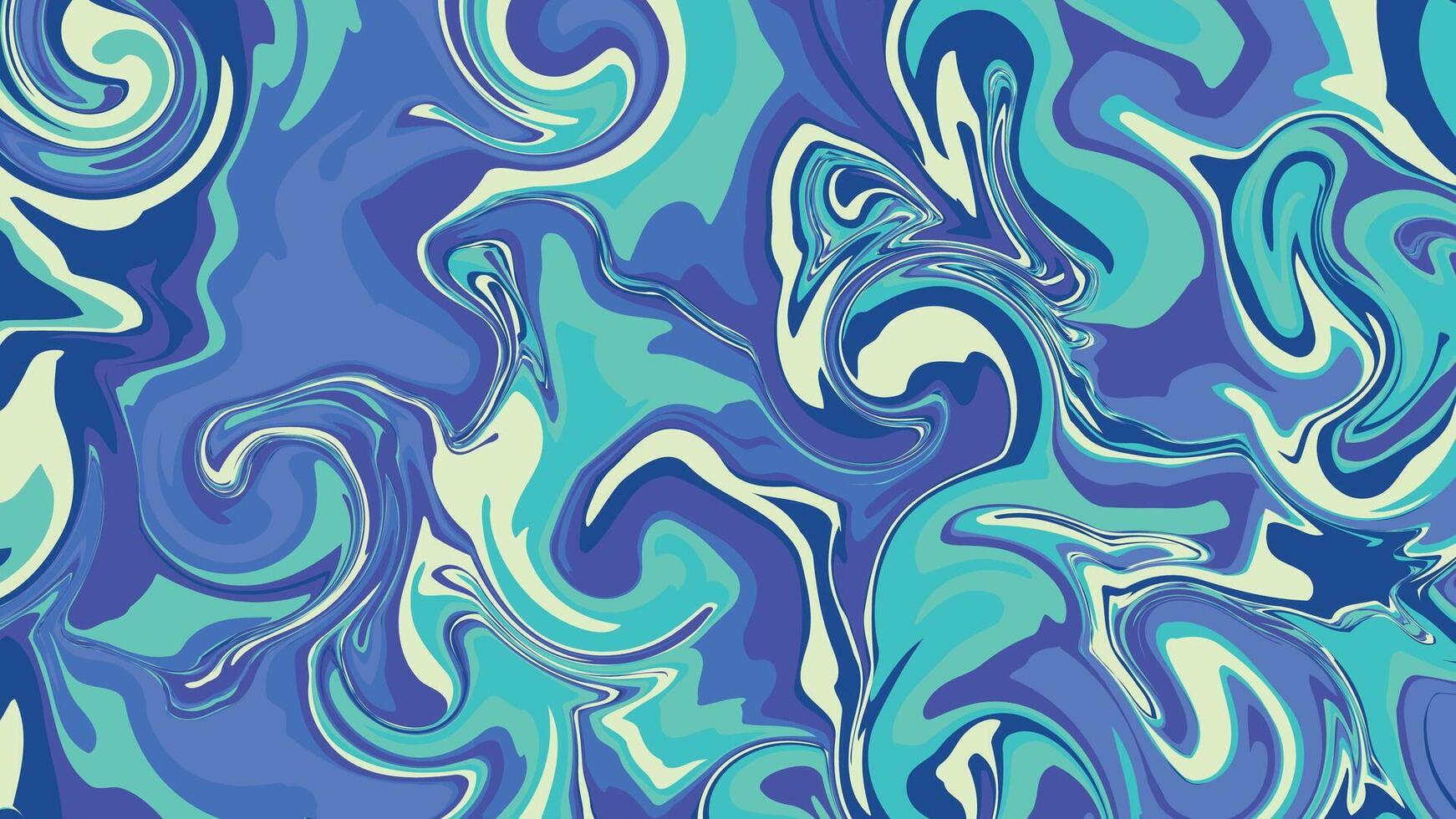 Abstract Blue and Turquoise Fluid Art Swirls for Background Design vector