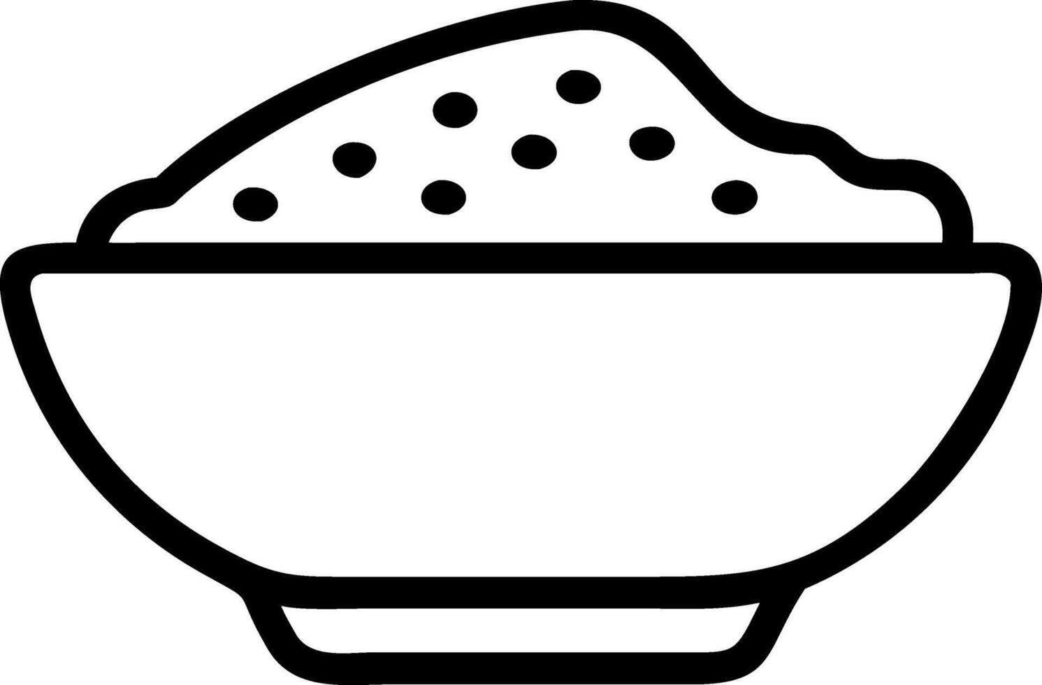 Bowl Of Rice Line Art Illustration On Transparent Background vector