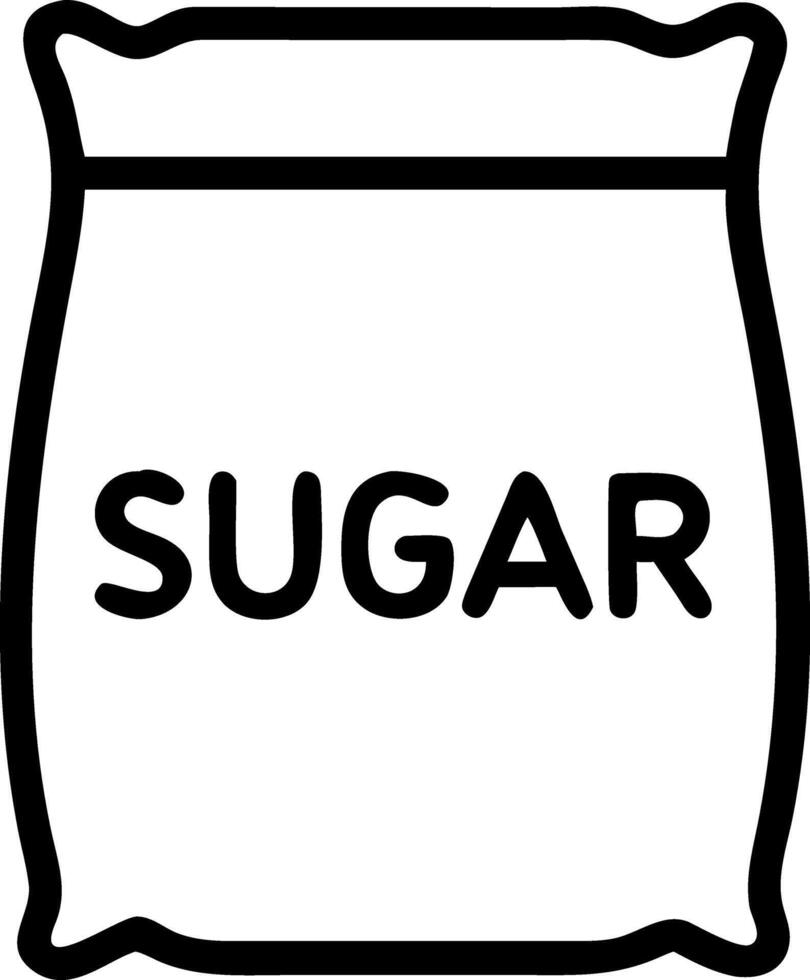 Sugar Sack Line Art Simple Food Illustration White Isolated vector