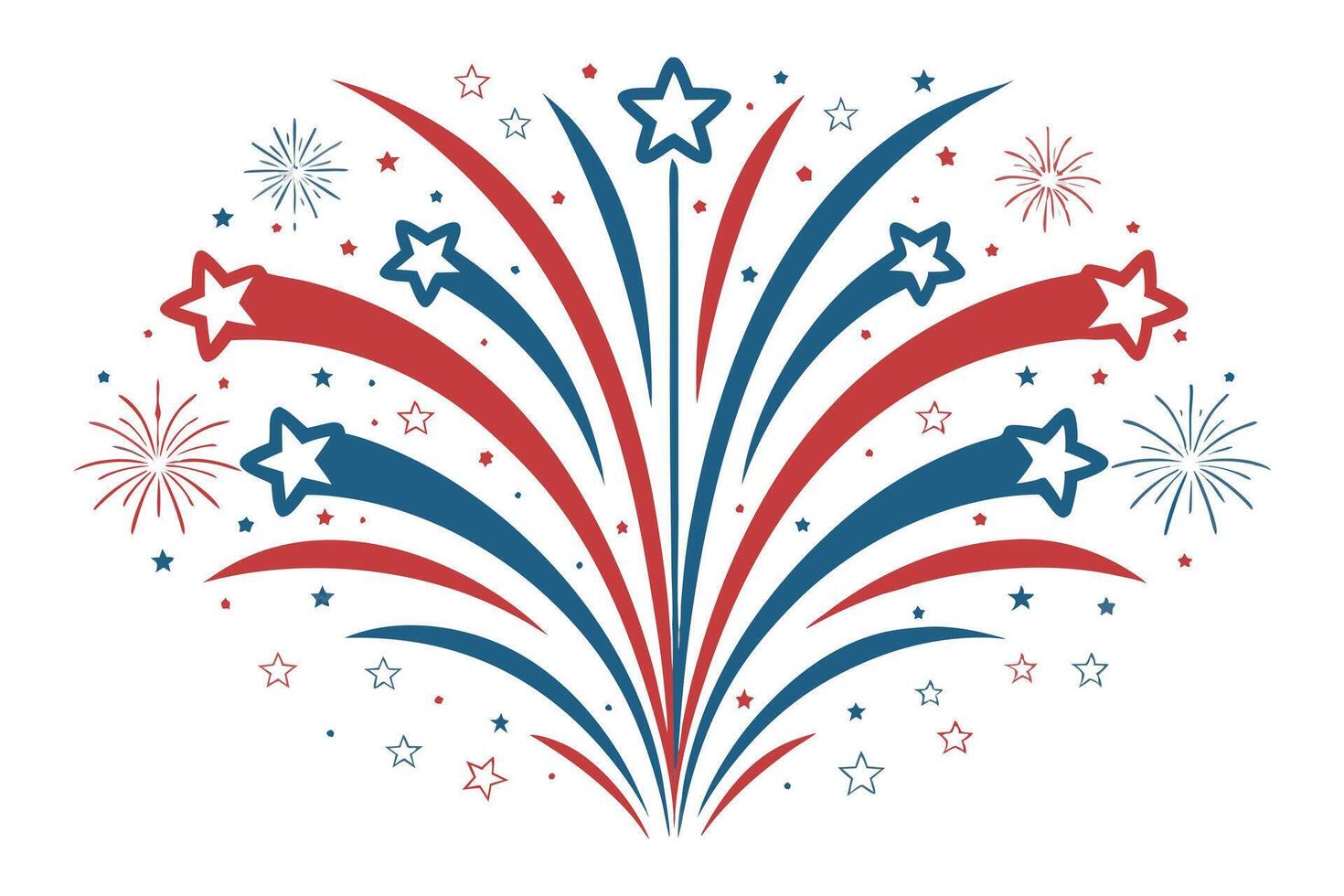 Red White and Blue Fireworks Burst for Independence Day vector