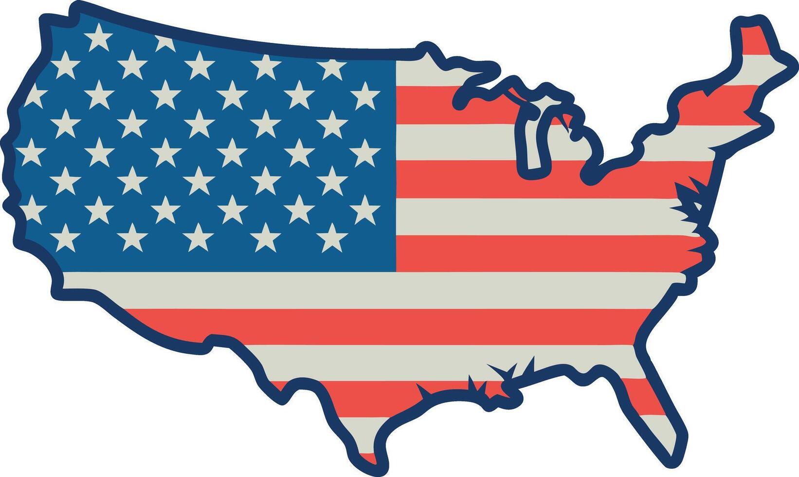 USA Flag Map Illustration American Patriotic Symbol Graphic vector