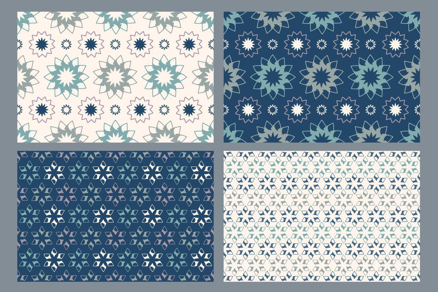Abstract seamless patterns set. Modern Geometric background with different shapes. Simple design. Trendy ornament. illustration for decoration, wallpaper, textiles, printing vector