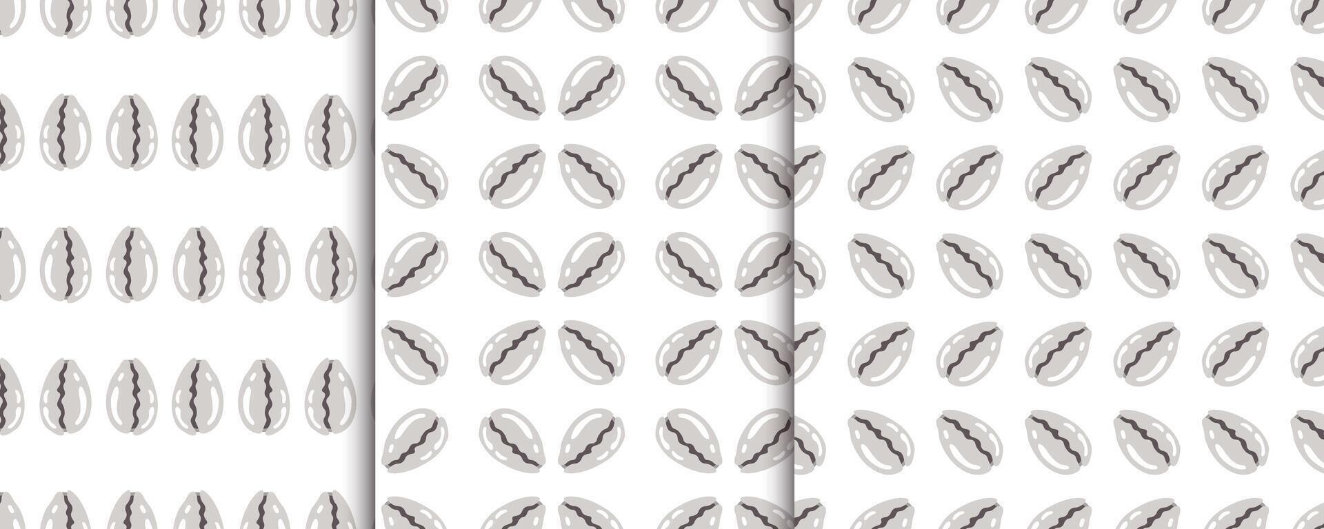 Shellfish seamless pattern Set. Collection of repeat ornaments with sea elements. Various Shells on white background. Snall seashell. flat illustration vector