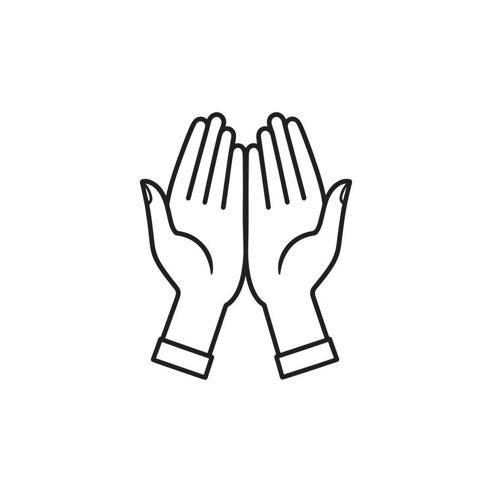 Line Drawing of Two Hands in a Blessed Gesture Outline symbolizing hope, prayer, or blessing vector