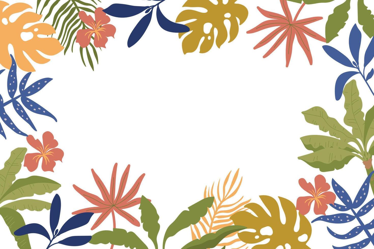 Summer design background, banner. Abstract illustration with jungle exotic leaves. vector