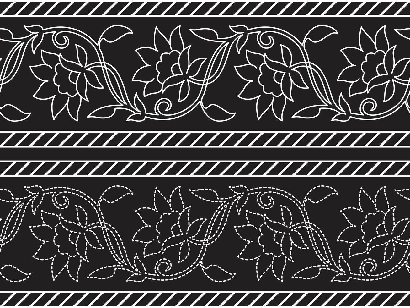 Textile fabric border motif pattern for a geometric oriental seamless pattern. Border decoration. Design for background, wallpaper, illustration, vector