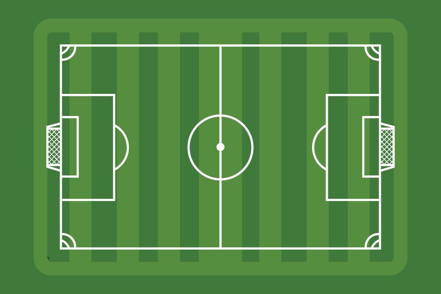 Soccer field and its markings green background vector