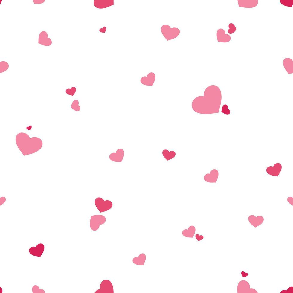 seamless pattern with and pink hearts. Abstract confetti of small hearts. vector