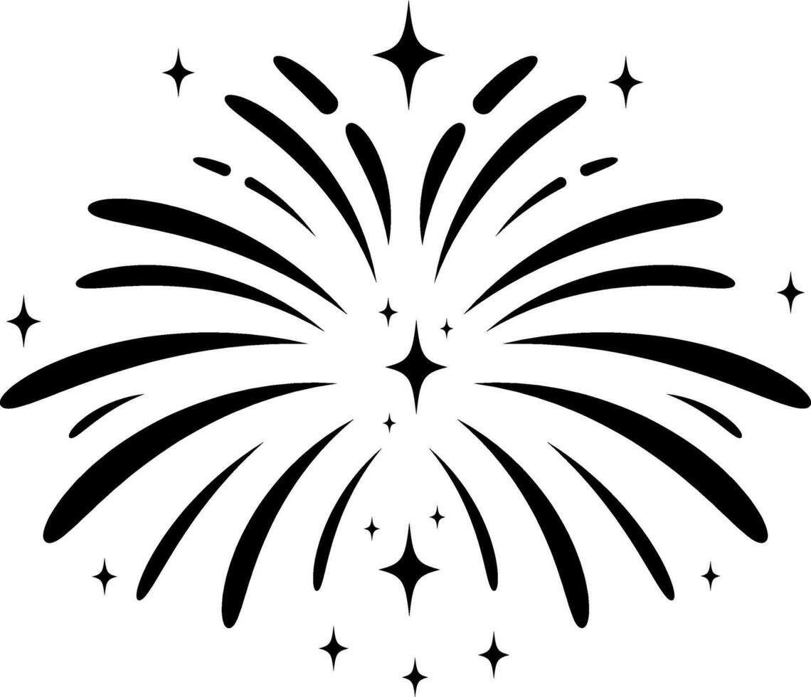 Simple black and white fireworks burst illustration vector