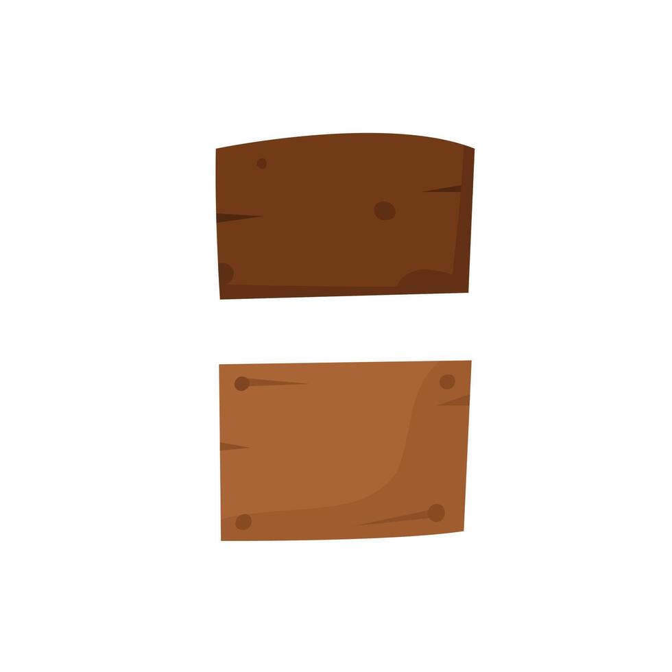Cartoon wooden signboards, empty brown planks for text, isolated on background, art vector