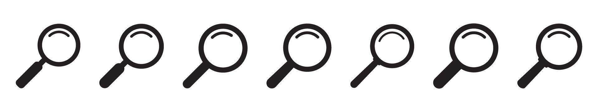 Magnifying glass icons set, magnifier icons. Search icon. vector