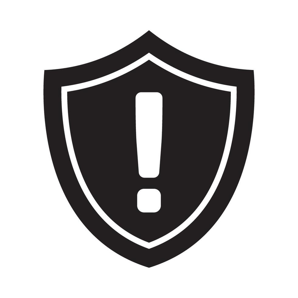 Security shield with exclamation mark icon, warning icon. vector