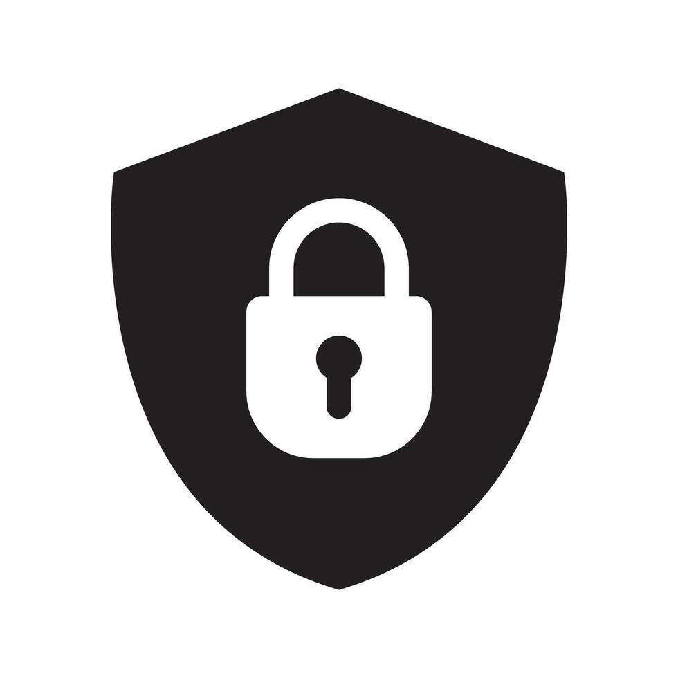 Shield security with lock icon. Protection, safety, password security icon. Firewall access privacy sign vector