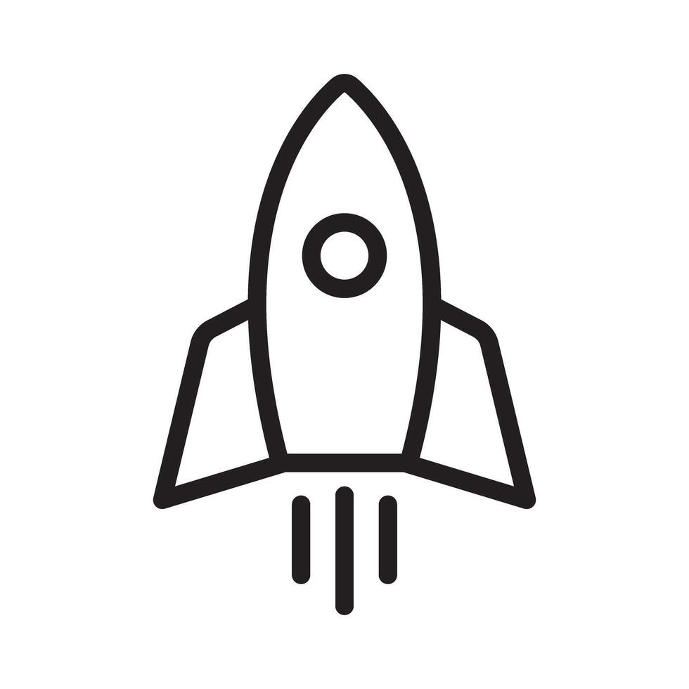 Rocket icon. Flying up rocket line icon. vector