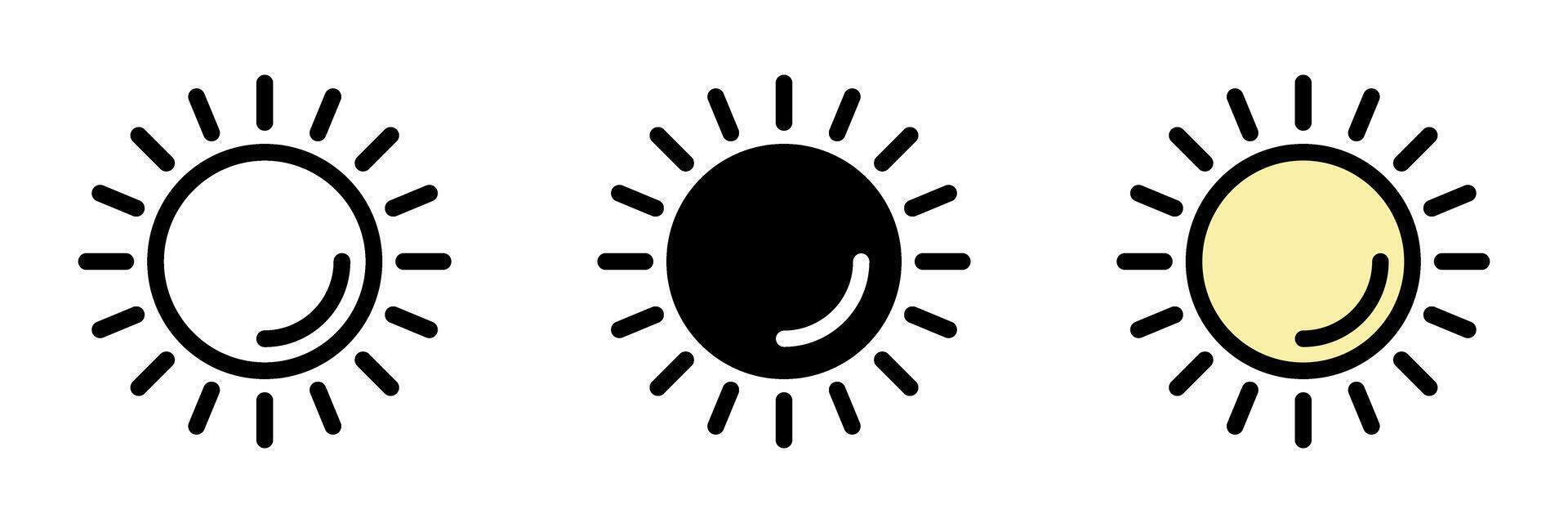 Sun icon. The sun different style icons set. vector