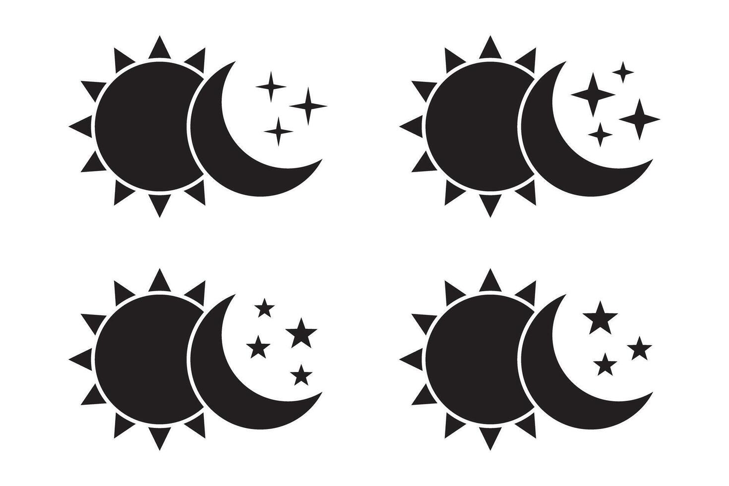 Sun and moon icons collection. vector