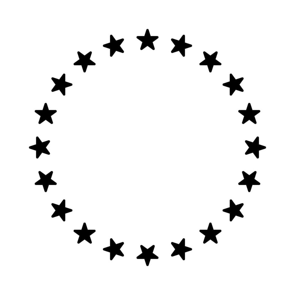Stars in circle frame. Stars of various sizes arranged in circle. Design element. vector