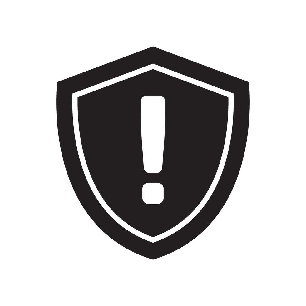 Security shield with exclamation mark icon, warning shield icon. vector