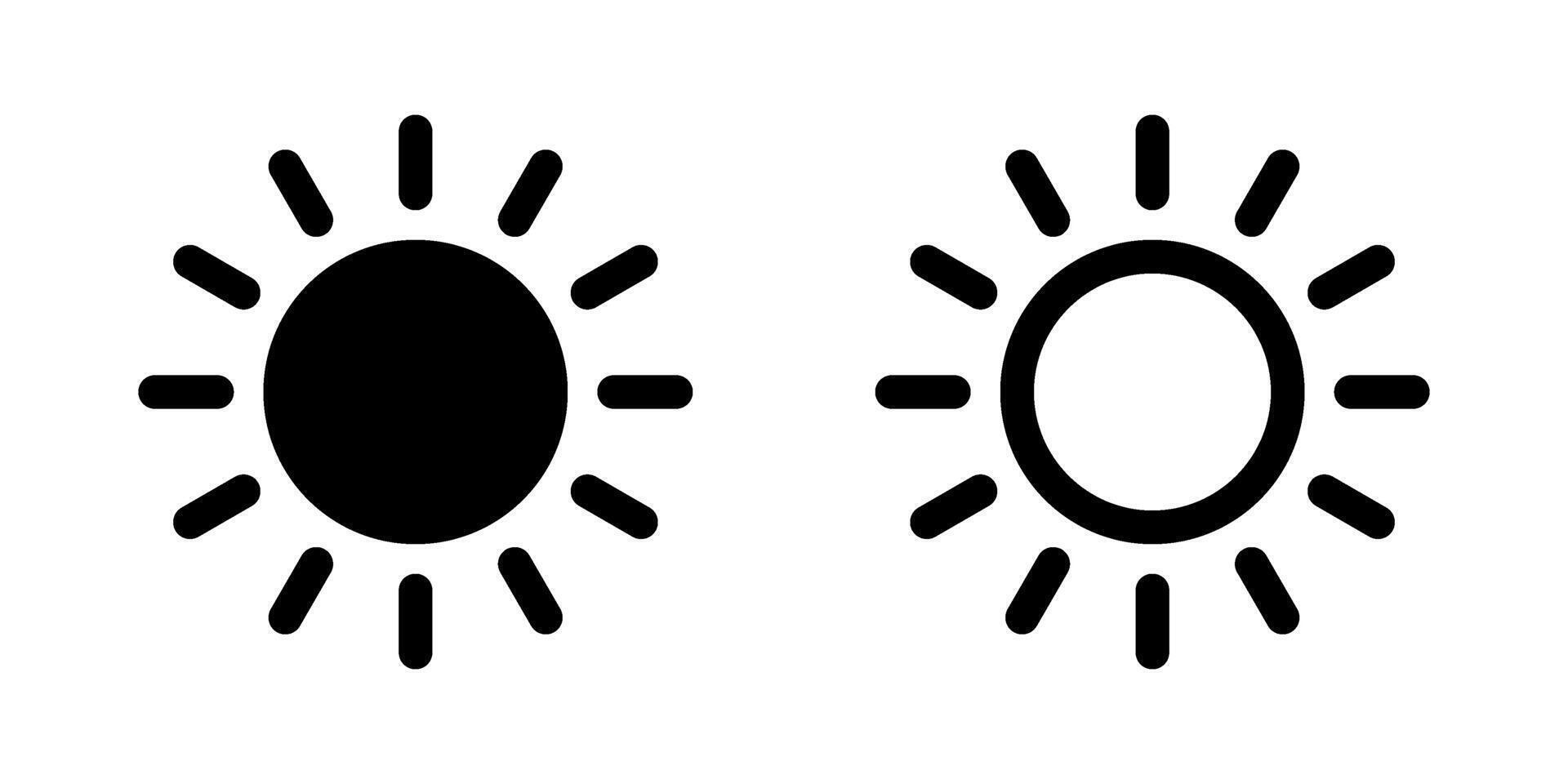 Sun icon, sun symbol line and solid style vector