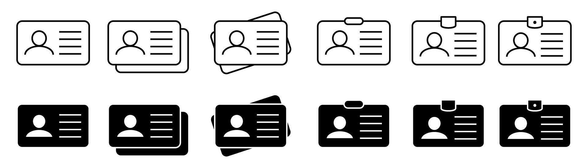 Employee clerk card, driver license, identification card icon. ID Card icons set. vector
