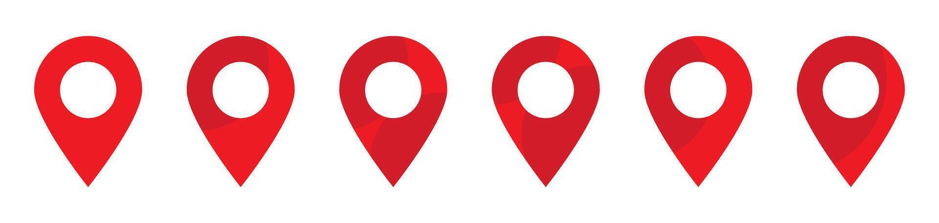 Red maps pin. Red location map icons set. vector