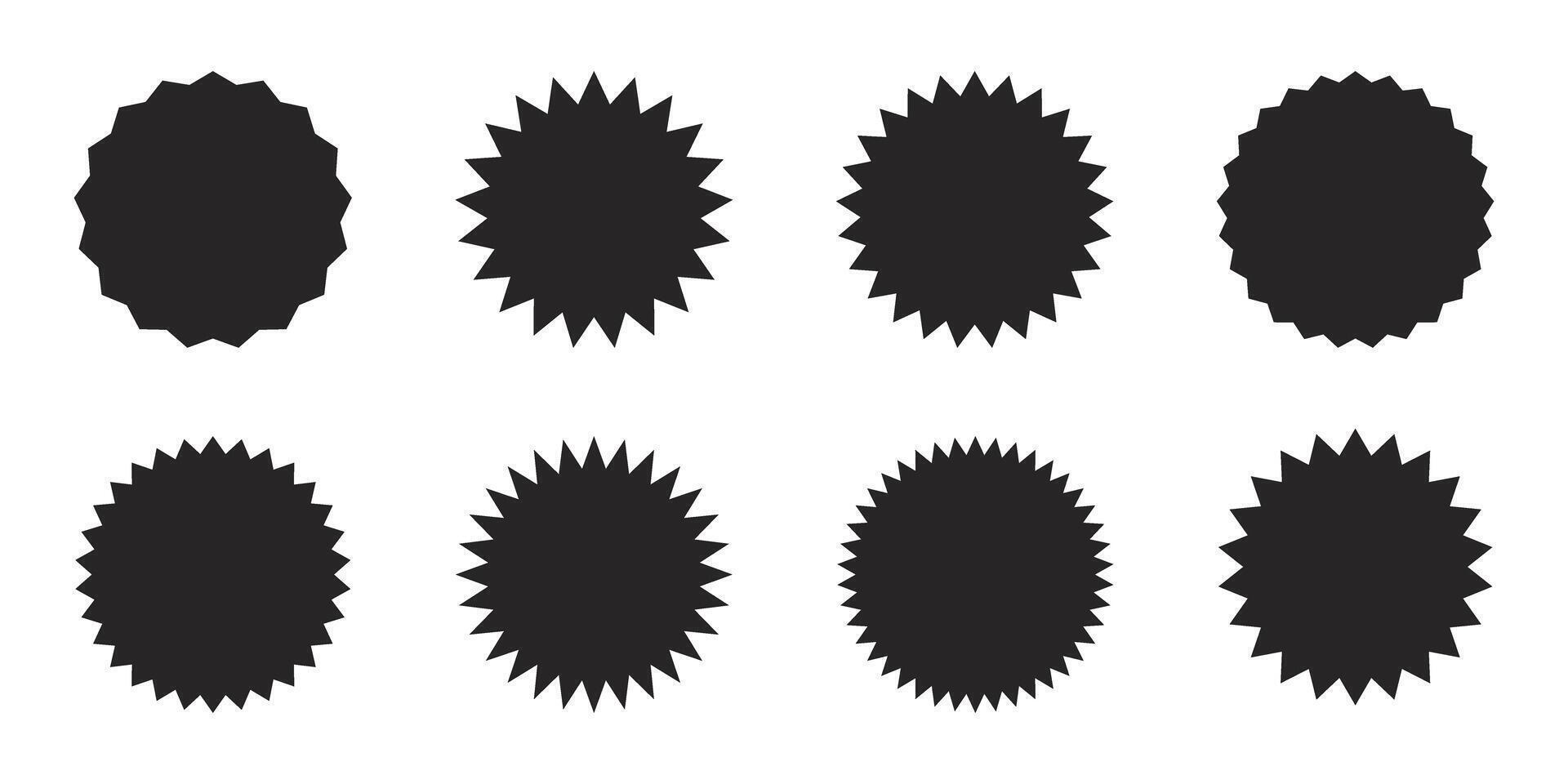 Set of starburst, sunburst badges. Simple vintage labels, stickers. vector