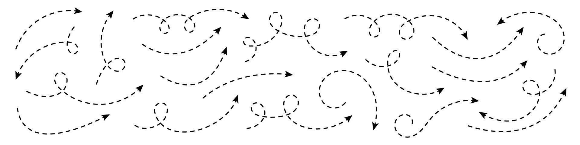 Dashed curved arrows. vector