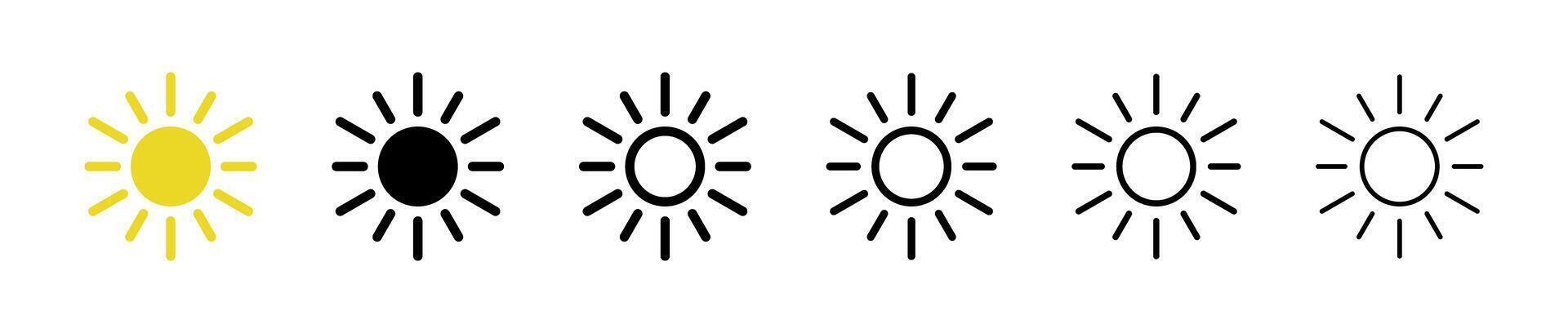 The sun different style icon set. vector