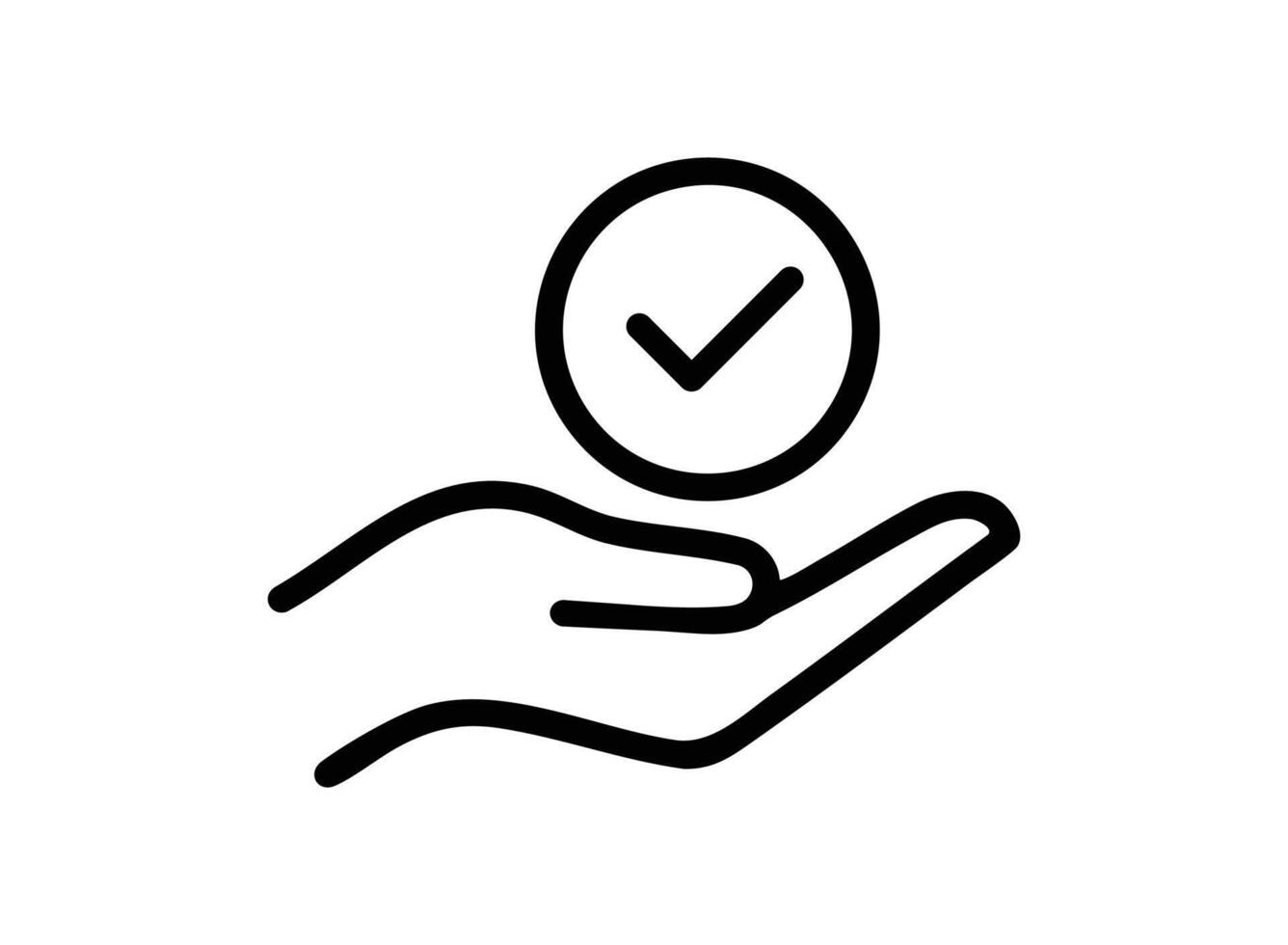 Hand holding a check mark circle icon vector