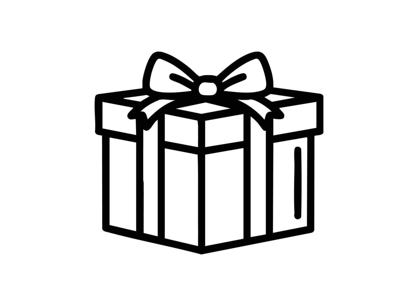 Simple line art gift box with bow icon vector