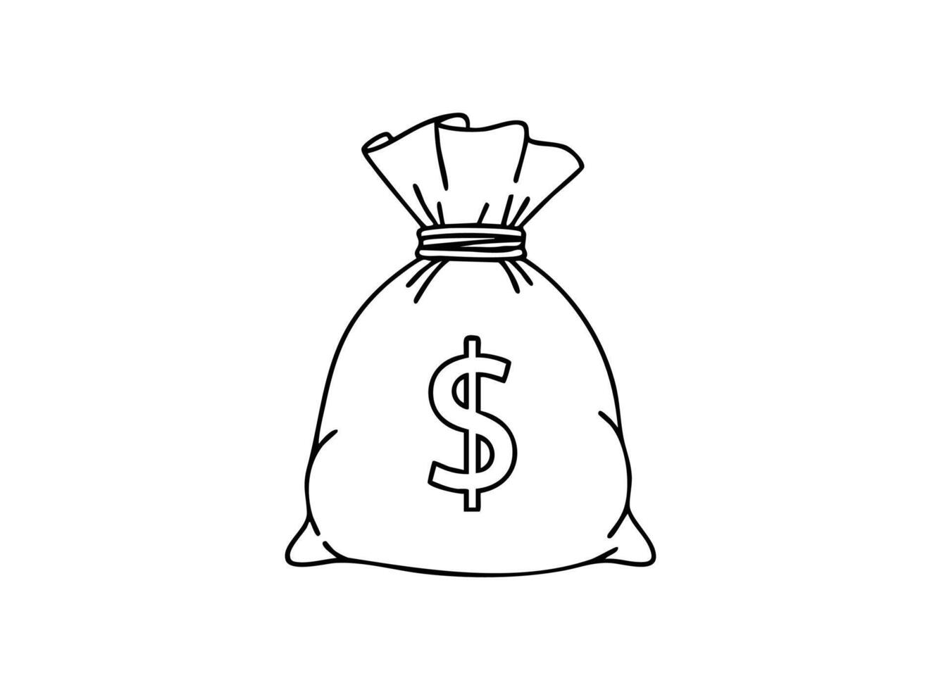 Simple line drawing of a money bag with dollar sign vector