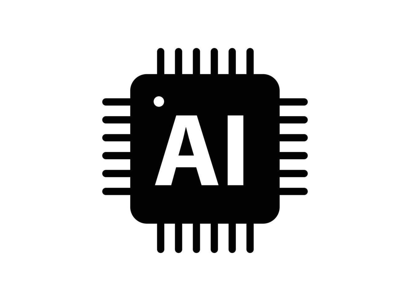 Ai microchip icon artificial intelligence processor vector