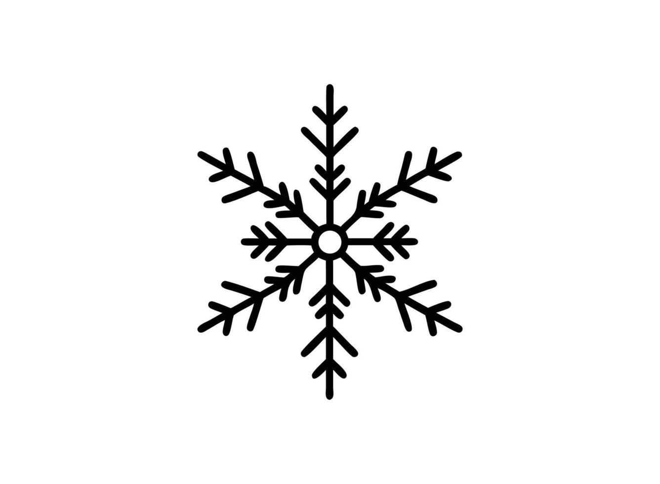 Simple black outline snowflake icon design vector